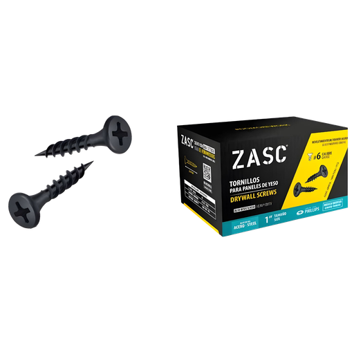 [Z-DSCT-1] Tornillo para drywall rosca gruesa 6 x 1" ZASC (set 1000pz)