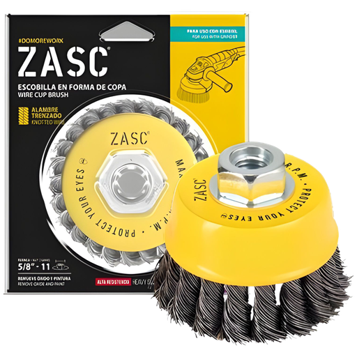 [Z-WCB-K4] Cepillo de copa alambre entorchado 4'' x 5/8'' ZASC
