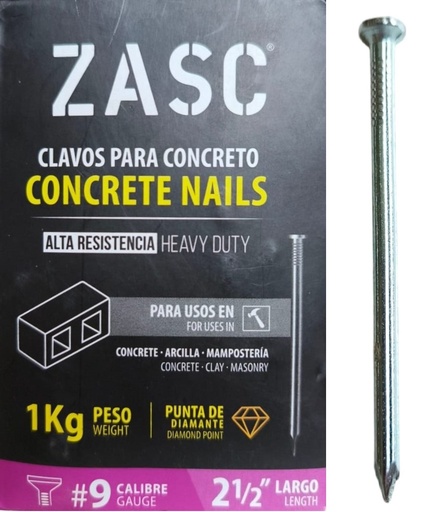 [Z-K2.5] Clavo para concreto #9 x 2.1/2" ZASC (1 kg)