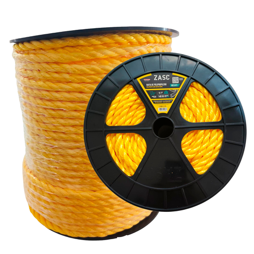 [Z-PRR1-2-YL] Mecate de polipropileno 1/2" ZASC (bobina 140 metros)