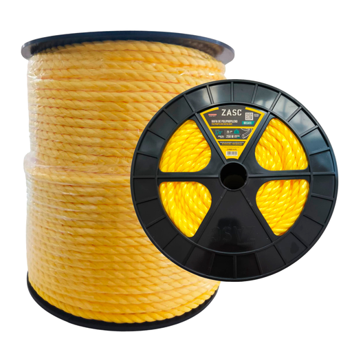 [Z-PRR3-8-YL] Mecate de polipropileno 3/8" ZASC (bobina 250 metros)