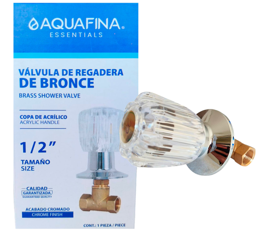 [A-5034] Válvula de bronce para ducha individual hr1/2'' x hr1/2'' AQUAFINA (cromado)