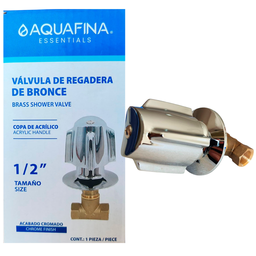 [A-5045] Válvula de bronce para ducha individual hr1/2'' x hr1/2'' AQUAFINA (cromado)