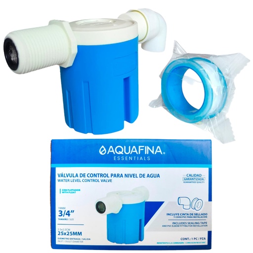 [A-JYN20] Válvula de control para tanque de agua mr3/4" x mr3/4'' AQUAFINA (incluye teflón y codo)