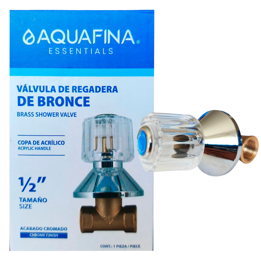 [A-4025] Válvula de bronce para ducha individual hr1/2'' x hr1/2'' AQUAFINA (cromado)