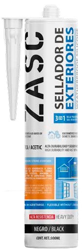 [Z-WS300-BK] Sellador de exteriores acético negro 300ml ZASC