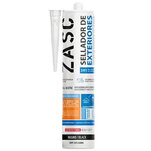 [Z-WS300-BK] Sellador de exteriores acético negro 300ml ZASC