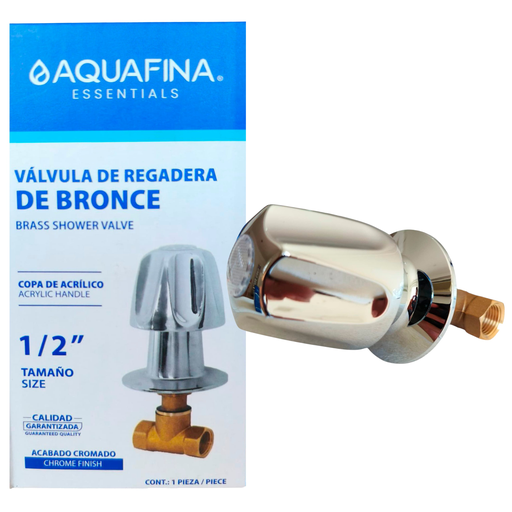 [A-5035] Válvula de bronce para ducha individual hr1/2'' x hr1/2'' AQUAFINA (cromado)