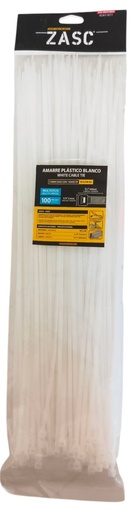 [Z-CT3.6X400MM-W] Tie wrap nylon 66 3,6 x 400mm blanco ZASC (Set 100pz)