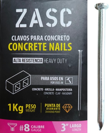 [Z-K3] Clavo para concreto #9 x 3" ZASC (1 kg)
