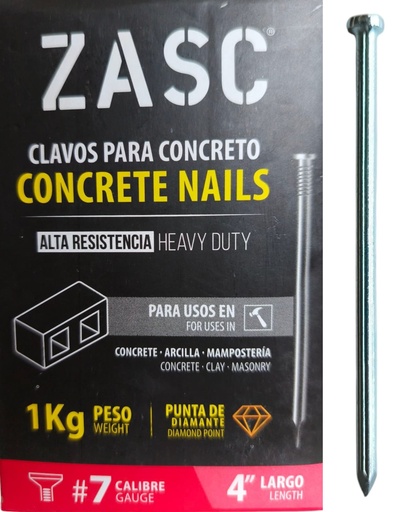 [Z-K4] Clavo para concreto #7 x 4" ZASC (1 kg)