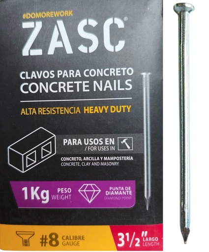 [Z-K3.5] Clavo para concreto #8 x 3,5" ZASC (1 kg)