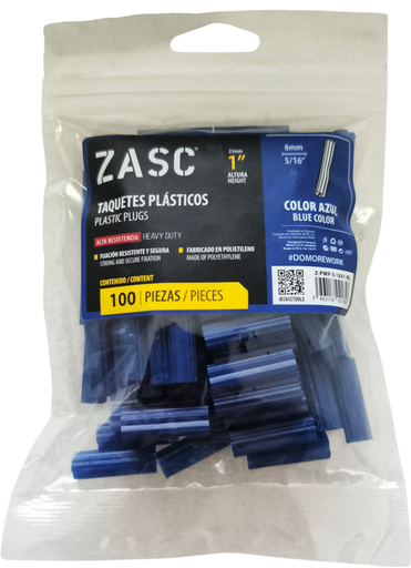 [Z-PWP-5-16X1-BL] Ramplug plástico azul 5/16'' x 1'' ZASC (set 100pz)