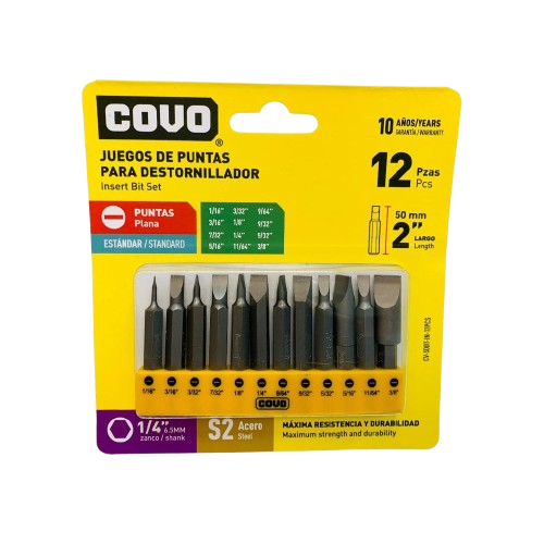 [CV-SDBT-IN-12PCS] Punta para destornillador COVO (set 12pz)