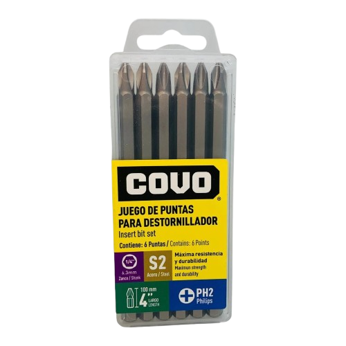 [CV-BTPH1-100MM] Punta para destornillador PH1 4" COVO (set 6pz)