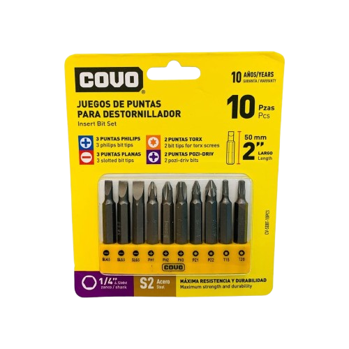[CV-SDBT-10CS] Puntas para destornillador COVO (set 10pz)
