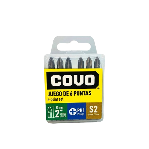 [CV-BTPH1-50MM] Puntas de destornillador PH1 x 50mm COVO (set 6pz)