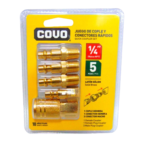 [CV-KJT5] Conectores neumaticos 1/4'' npt COVO (set 5pz)
