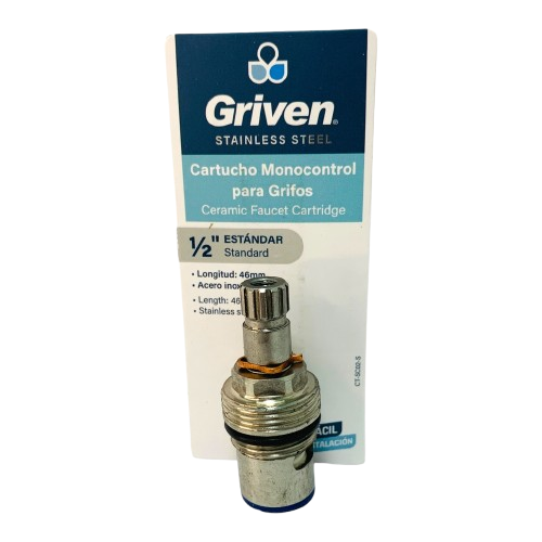 [CT-SC02-S] Vástago monocontrol 1/2" x 2" para grifería GRIVEN (Acero inox)