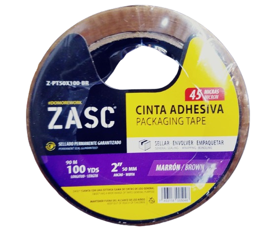 [Z-PT50X100-BR] Cinta para embalar marrón 2" x 90metros ZASC
