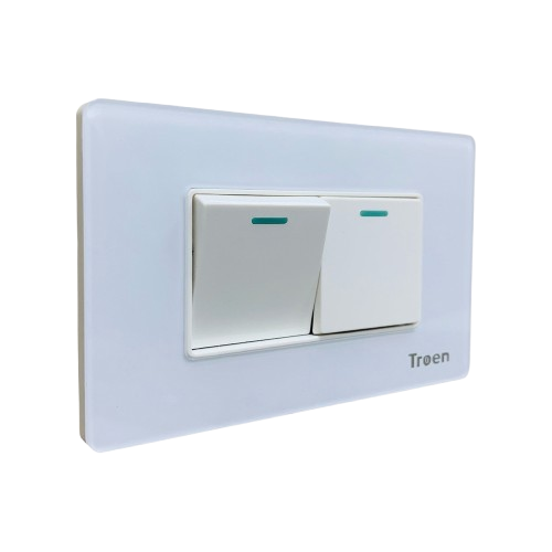 [TR-ATW-2K] Interruptor doble TROEN 127-250V/ 10A (Acrilico blanco)