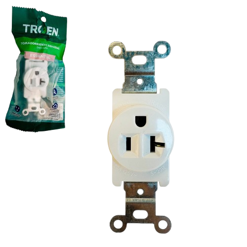 [TR-NS-20A-W] Toma corriente individual tuerto c/tierra 125V 20A TROEN