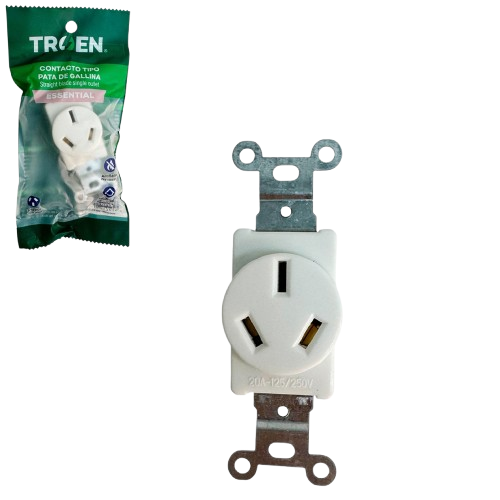 [SCT-U08-BW] Toma corriente individual pata gallina 125-250V / 20A TROEN
