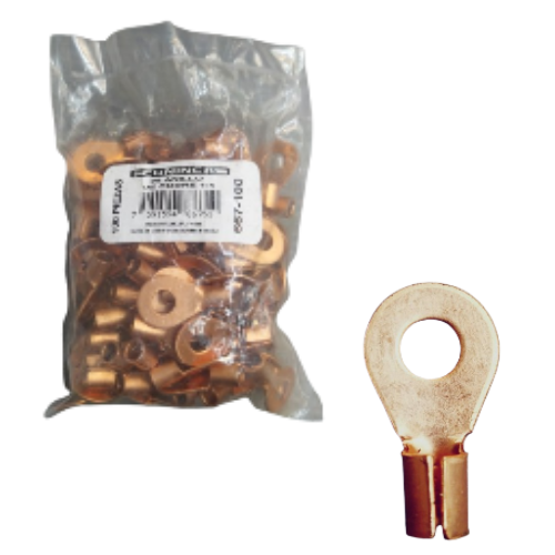[667-100] Terminal anillo de cobre 1/4" (Set 100pzs) CONINCA 8AWG